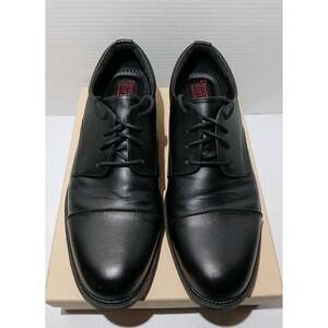 Dexter Shoes Men Sz 9W Oxford Black Faux Leather Square Toe Casual Comfort #1316